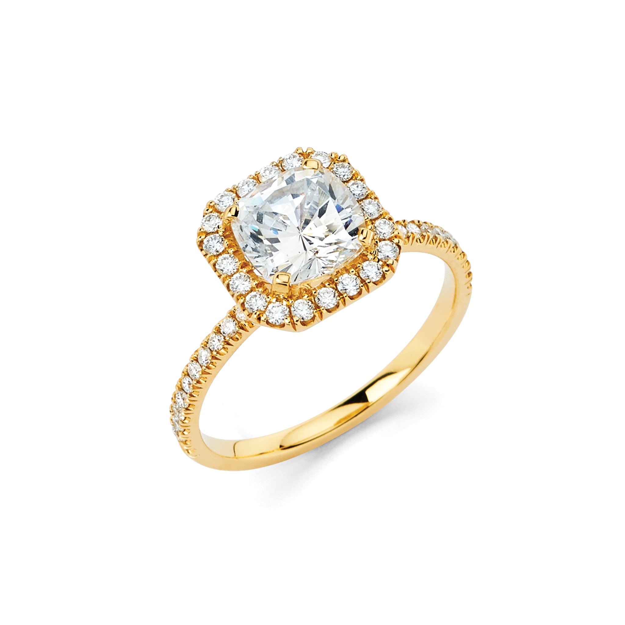 14K Solid Gold Square Halo (.33ctw) Diamond Engagement Ring