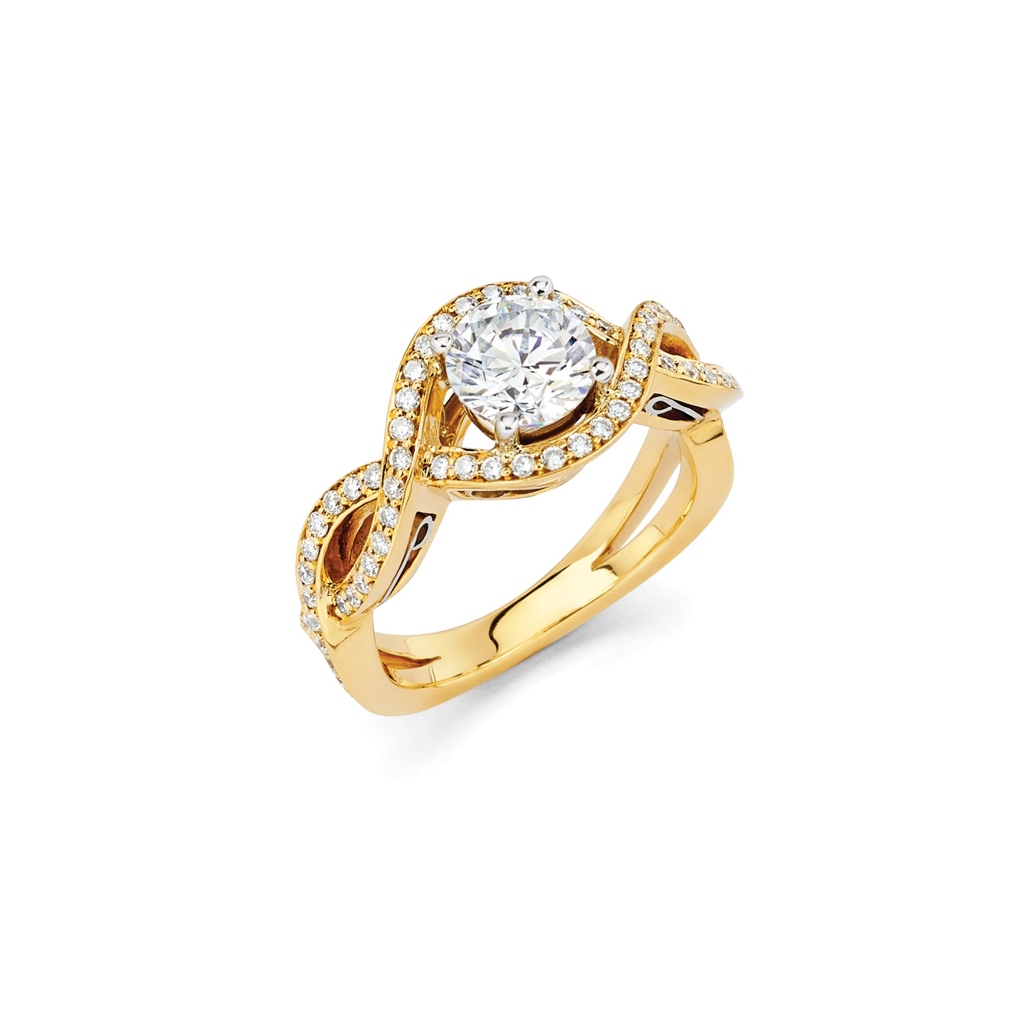 14K Solid Gold Twisting (.41ctw) Diamond Engagement Ring