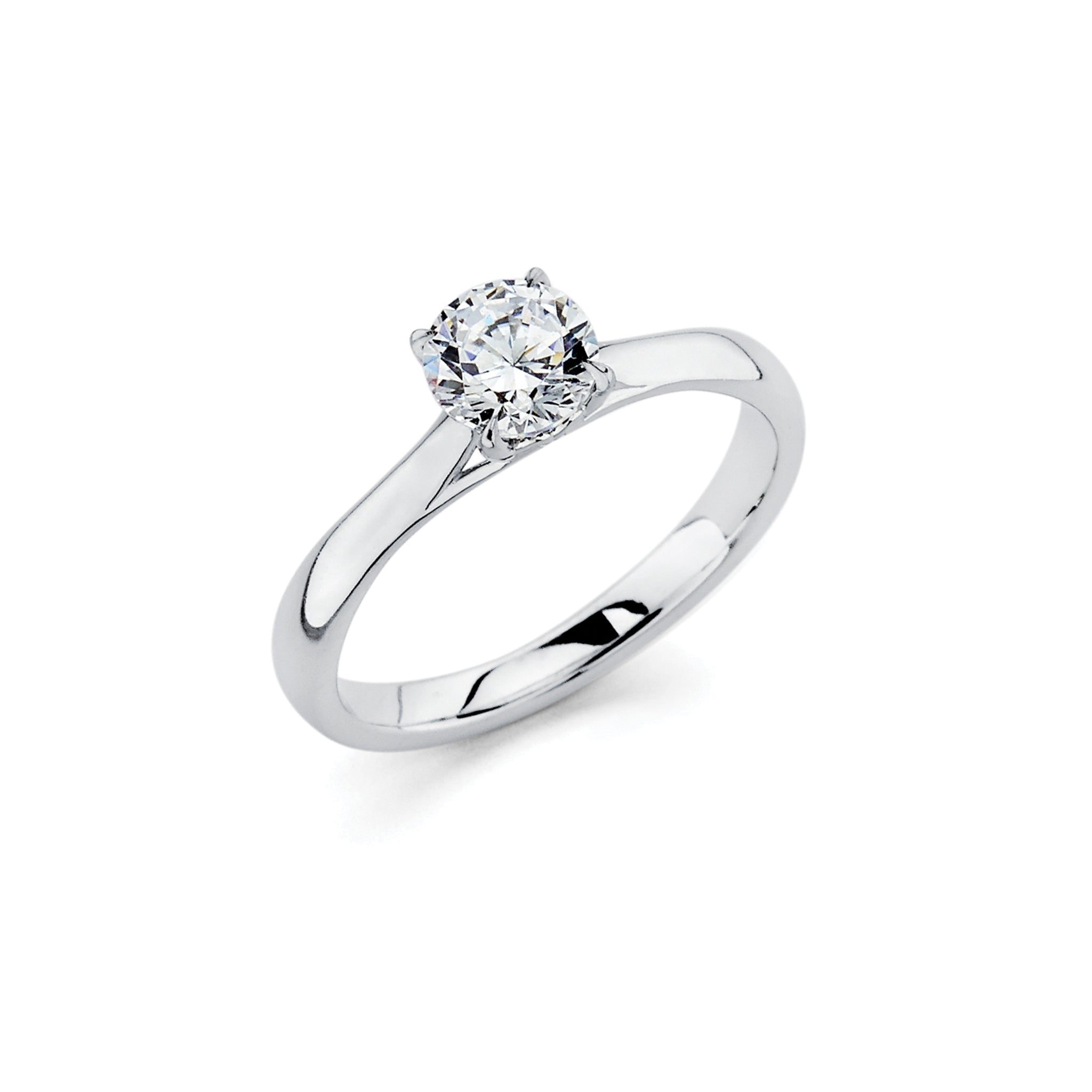 Solitaire Diamond Engagement Ring in 14K White Gold