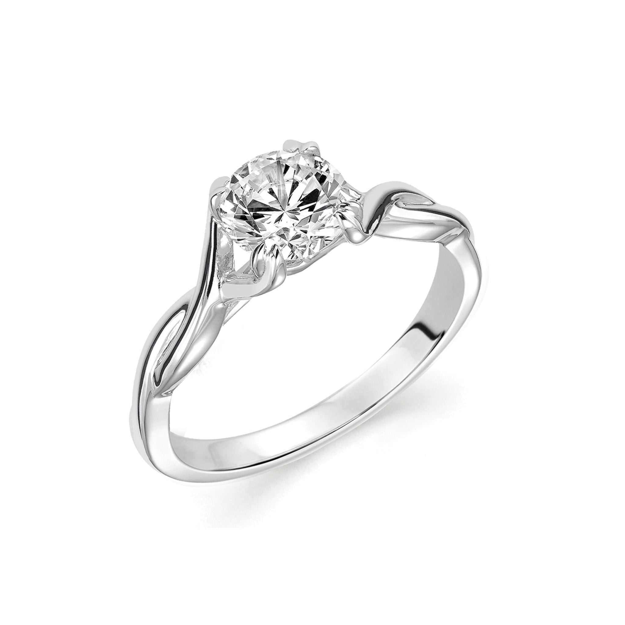 14K Solid Gold Twisting Solitaire Diamond Engagement Ring