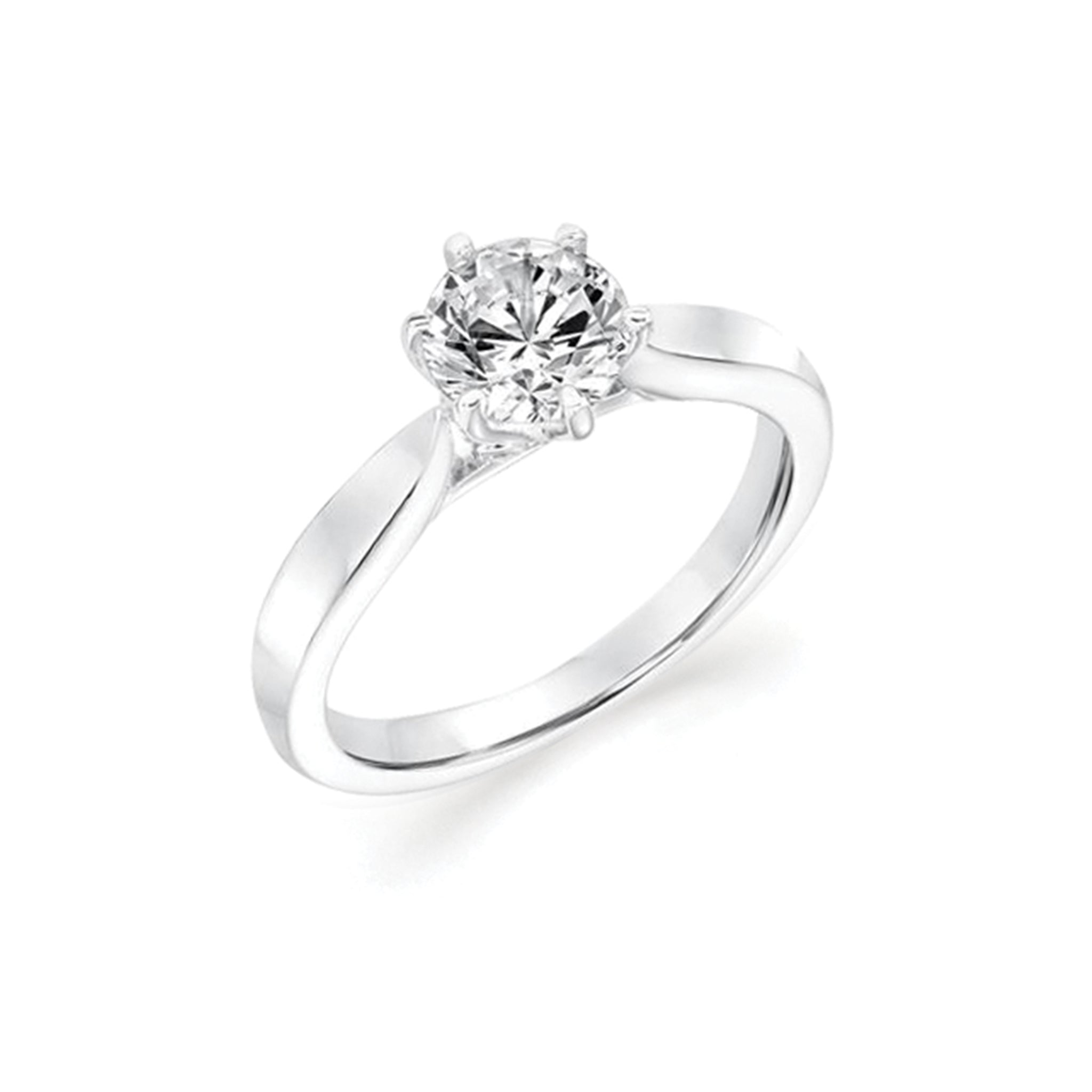 14K Solid Gold Six-Prong Solitaire (.03ctw) Diamond Engagement Ring