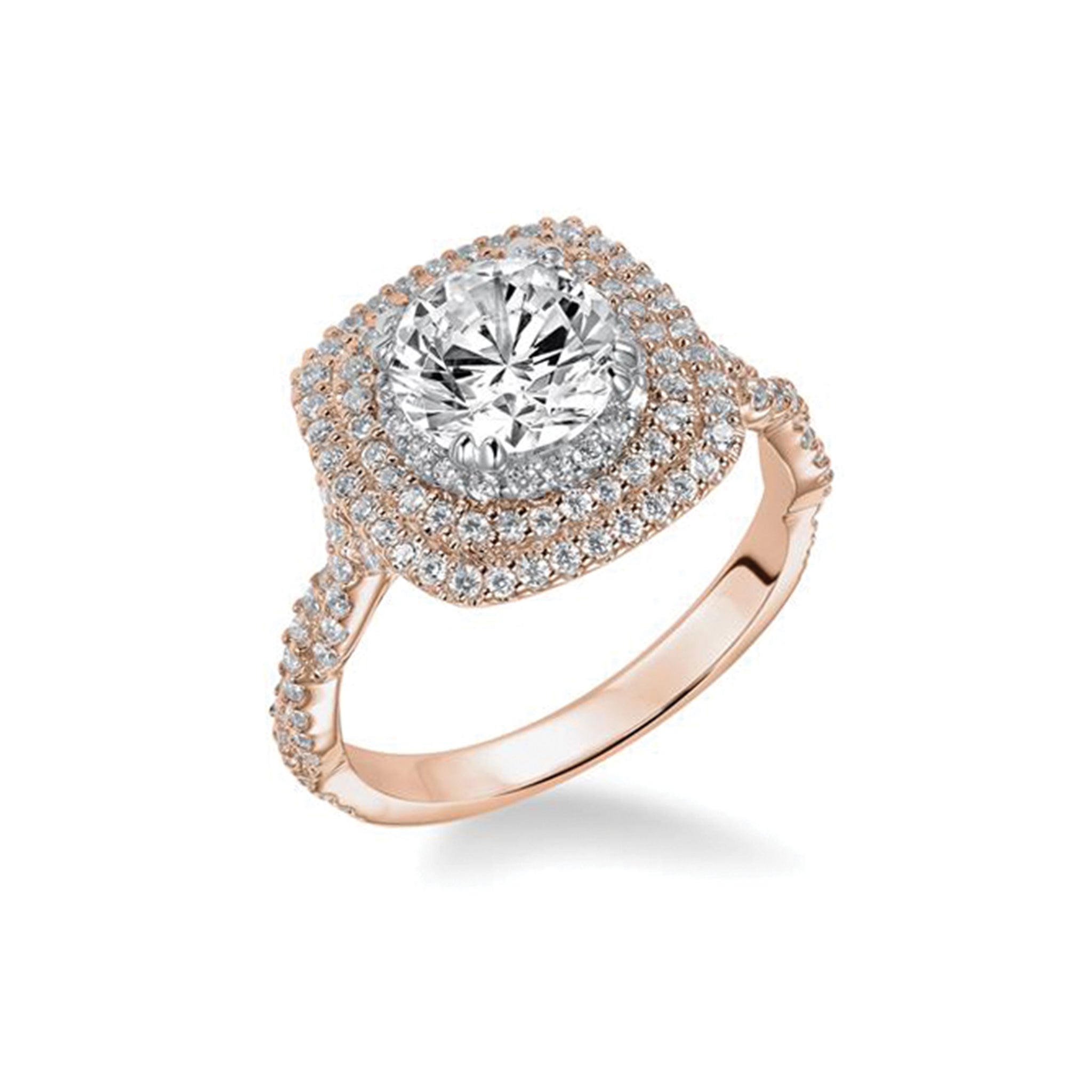 14K Solid Two-Tone Gold Halo (.68ctw) Diamond Engagement Ring