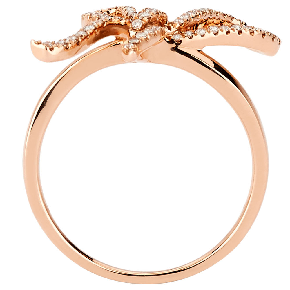 14K Solid Rose Gold (.25ctw) Diamond Bow Ring