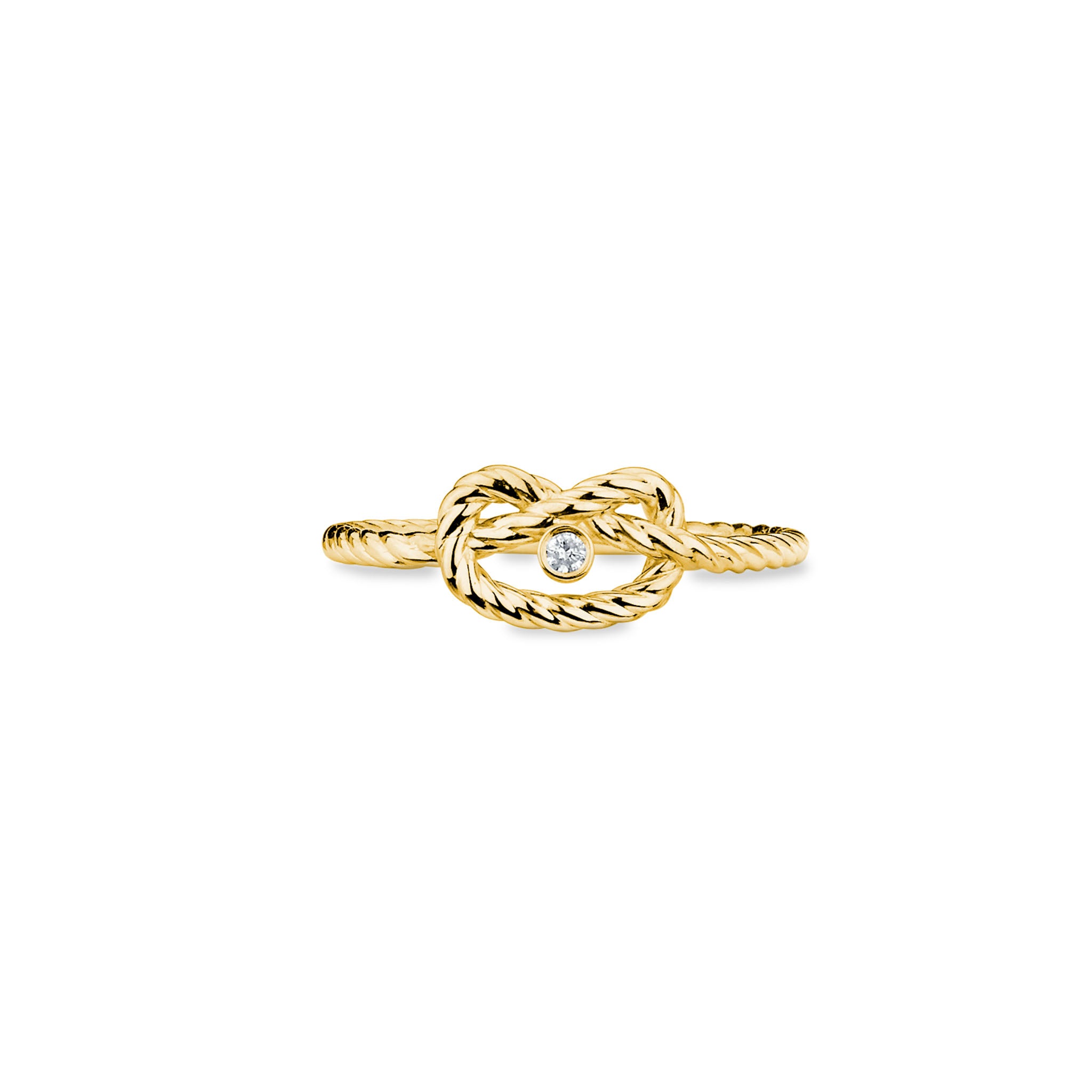 14K Solid Gold (0.03 ctw) Diamond Knot Ring