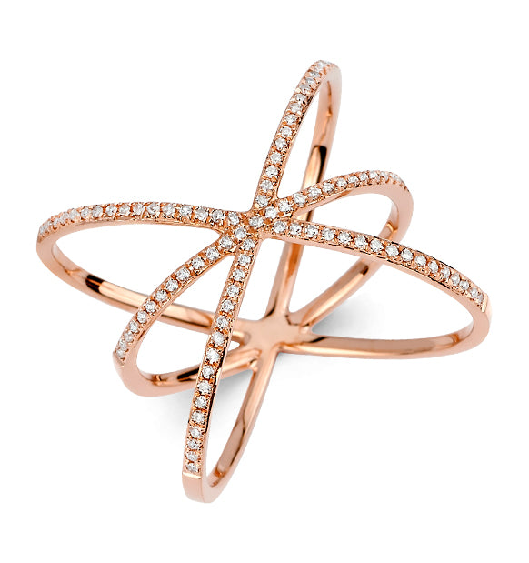 14K Solid Rose Gold Orbital (.26ctw) Diamond Fashion Ring