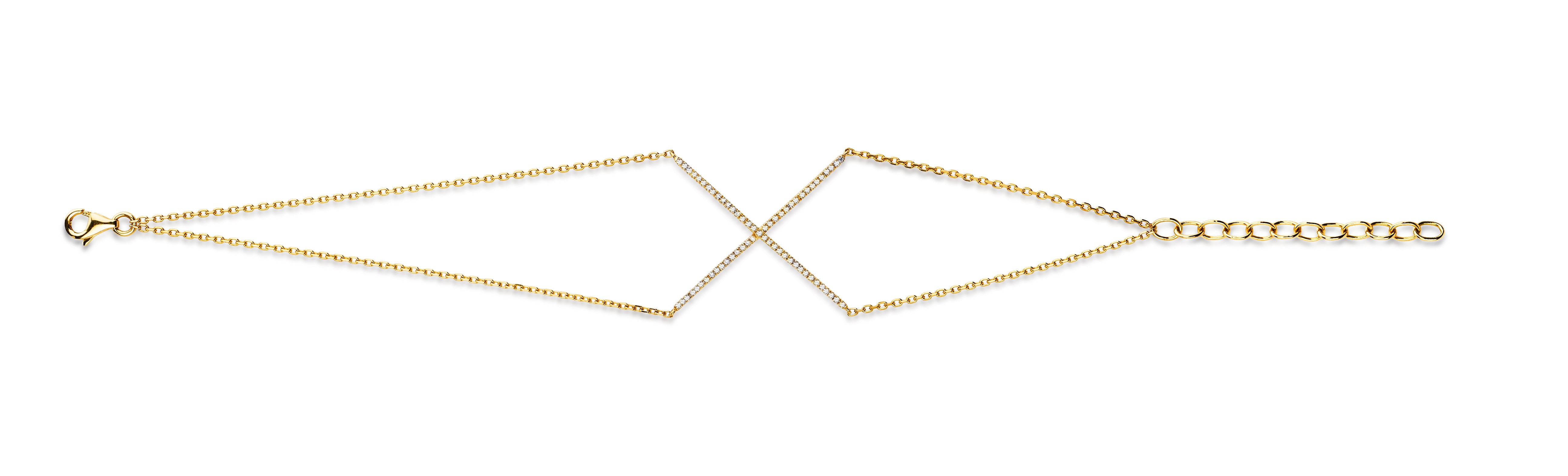 14K Solid Gold Diamond "X" Bracelet