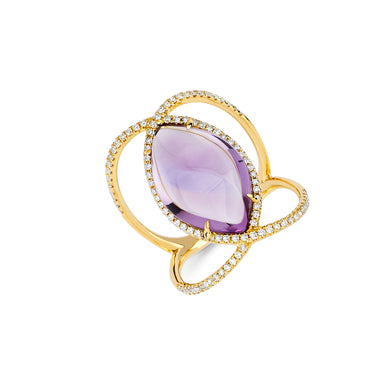 Amethyst and Diamond Infinity Ring in 14K Yellow Gold