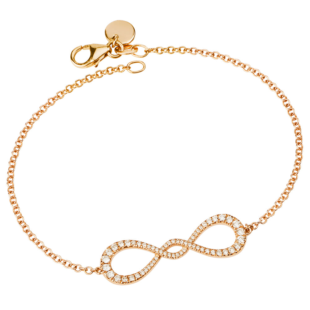 14K Solid Rose Gold (.3ctw) Diamond Infinity Pave Bracelet