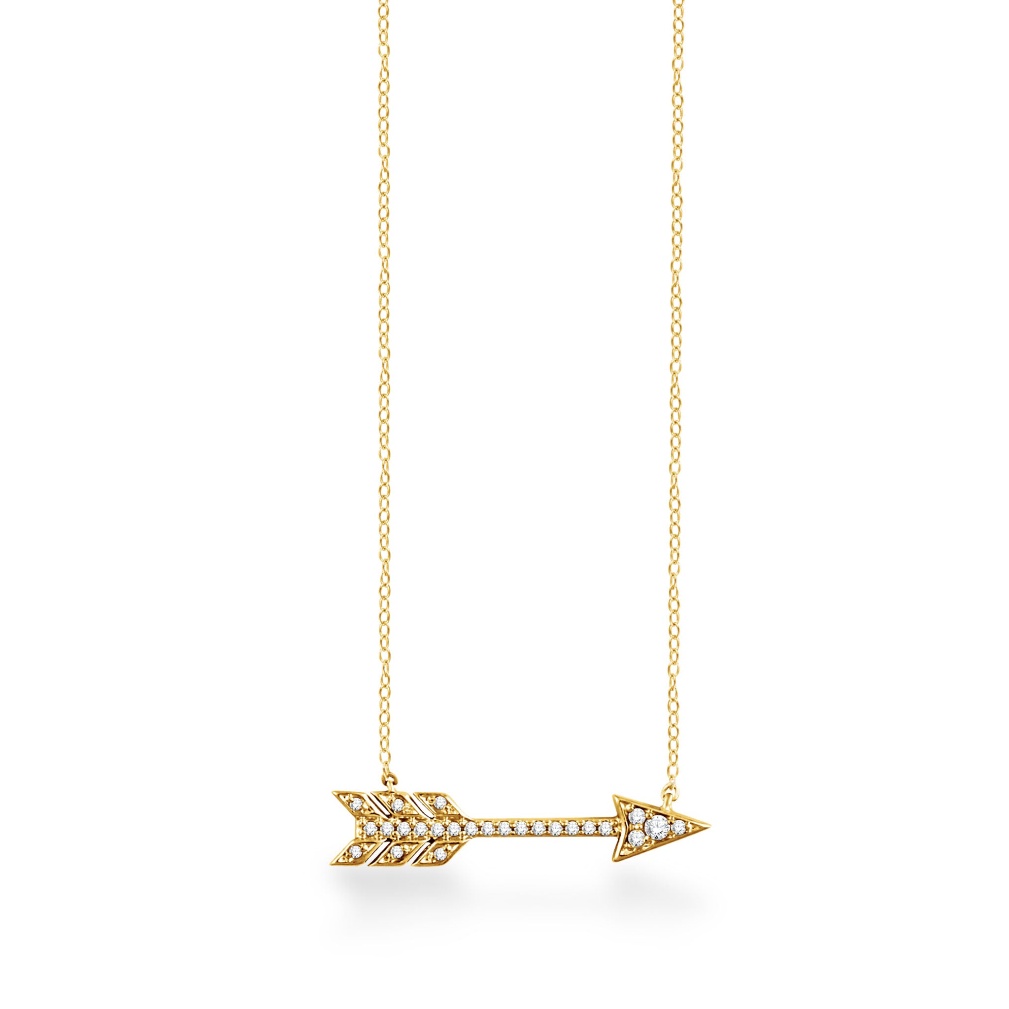 14K Solid Gold (.1ctw) Diamond Arrow Necklace