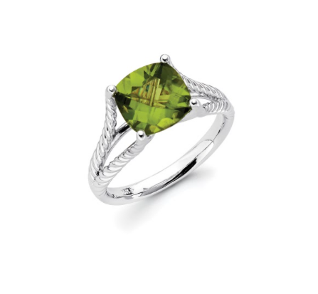 14K Solid Gold Rippled Peridot Ring