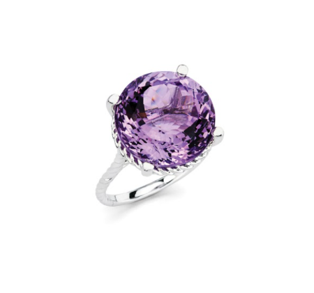 14K Solid Gold Amethyst Rope Ring