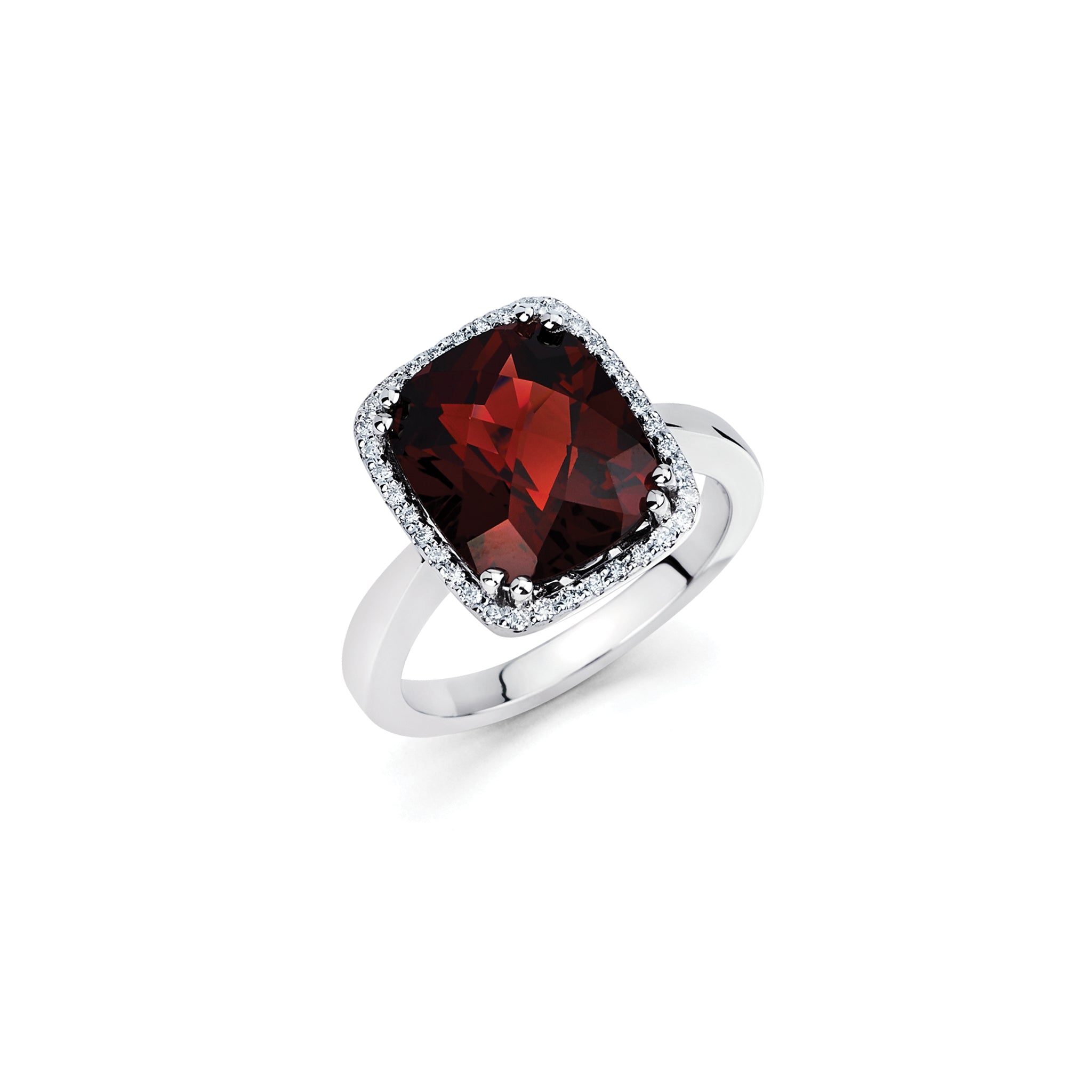 14K Solid Gold (.18ctw) Diamond and Red Garnet Ring