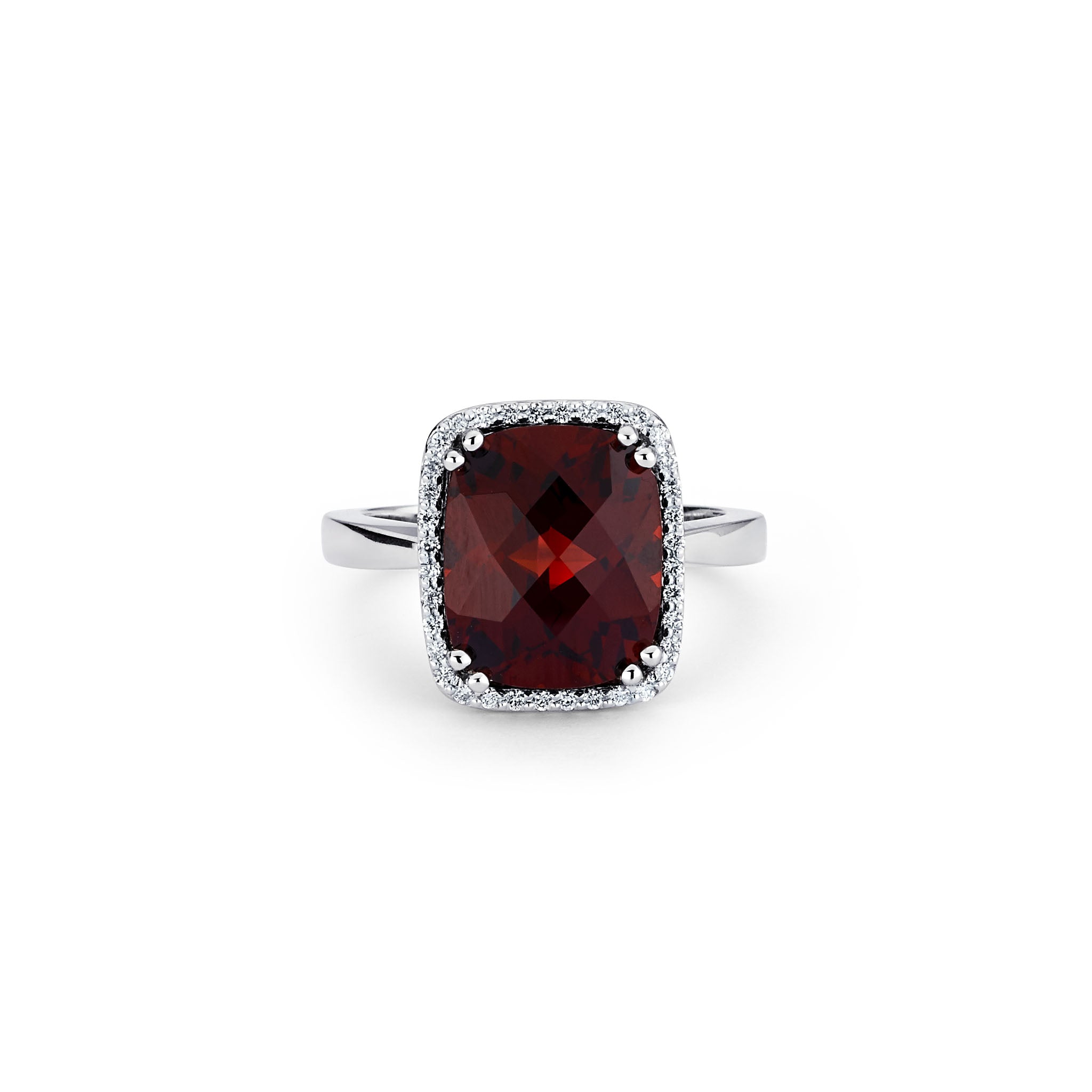 14K Solid Gold (.18ctw) Diamond and Red Garnet Ring