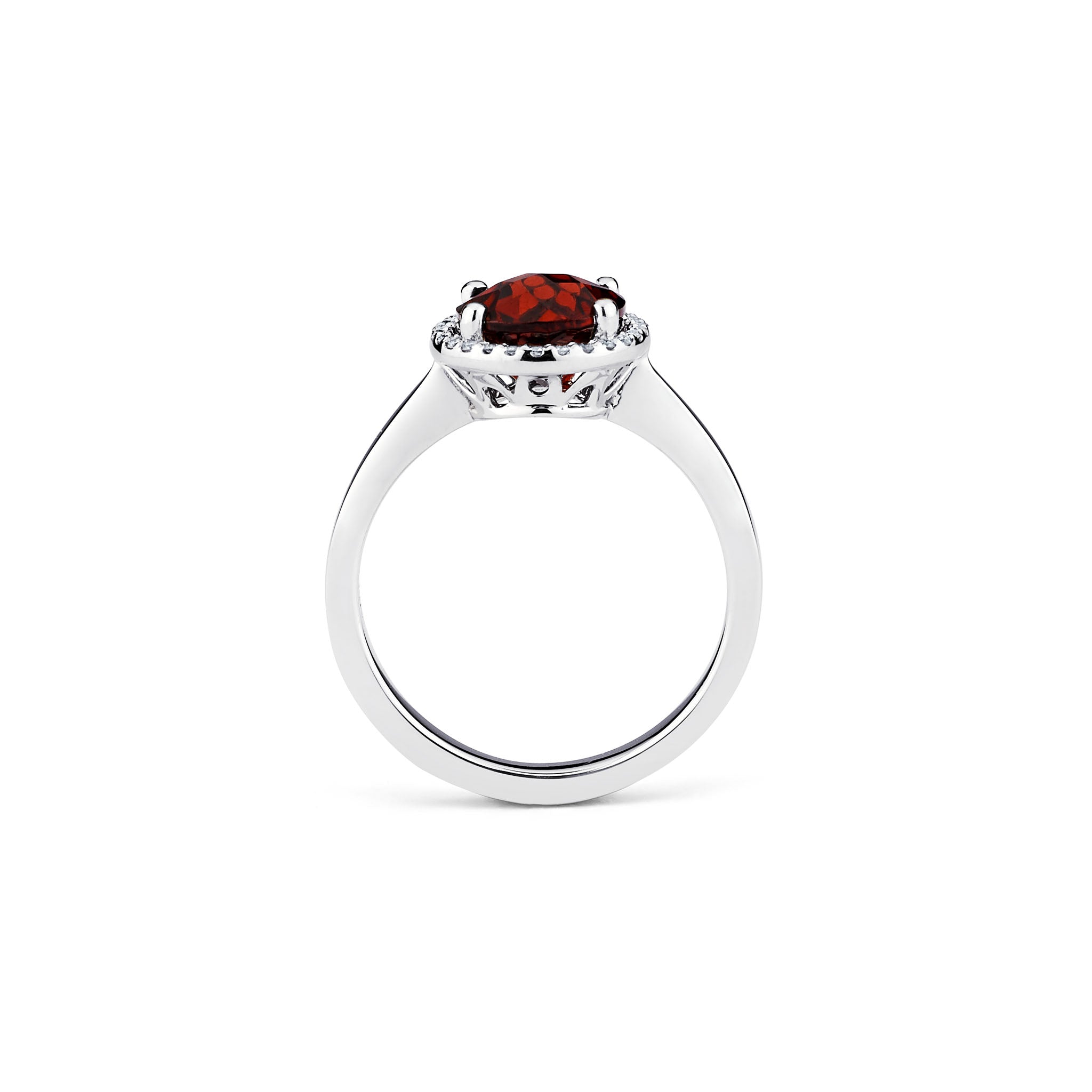 14K Solid Gold (.13ctw) Diamond and Red Garnet Ring