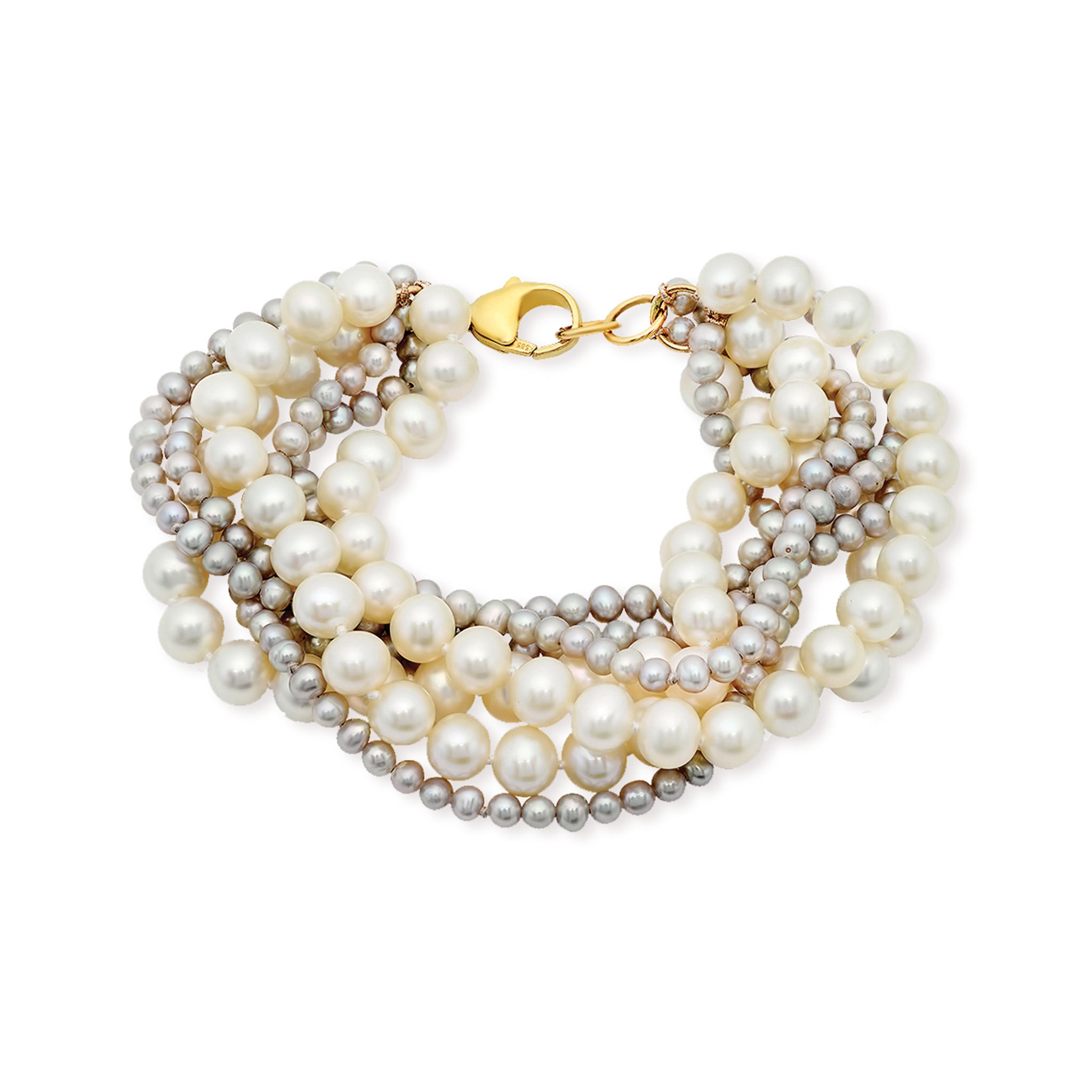 14K Solid Gold Seven Strand Pearl Necklace