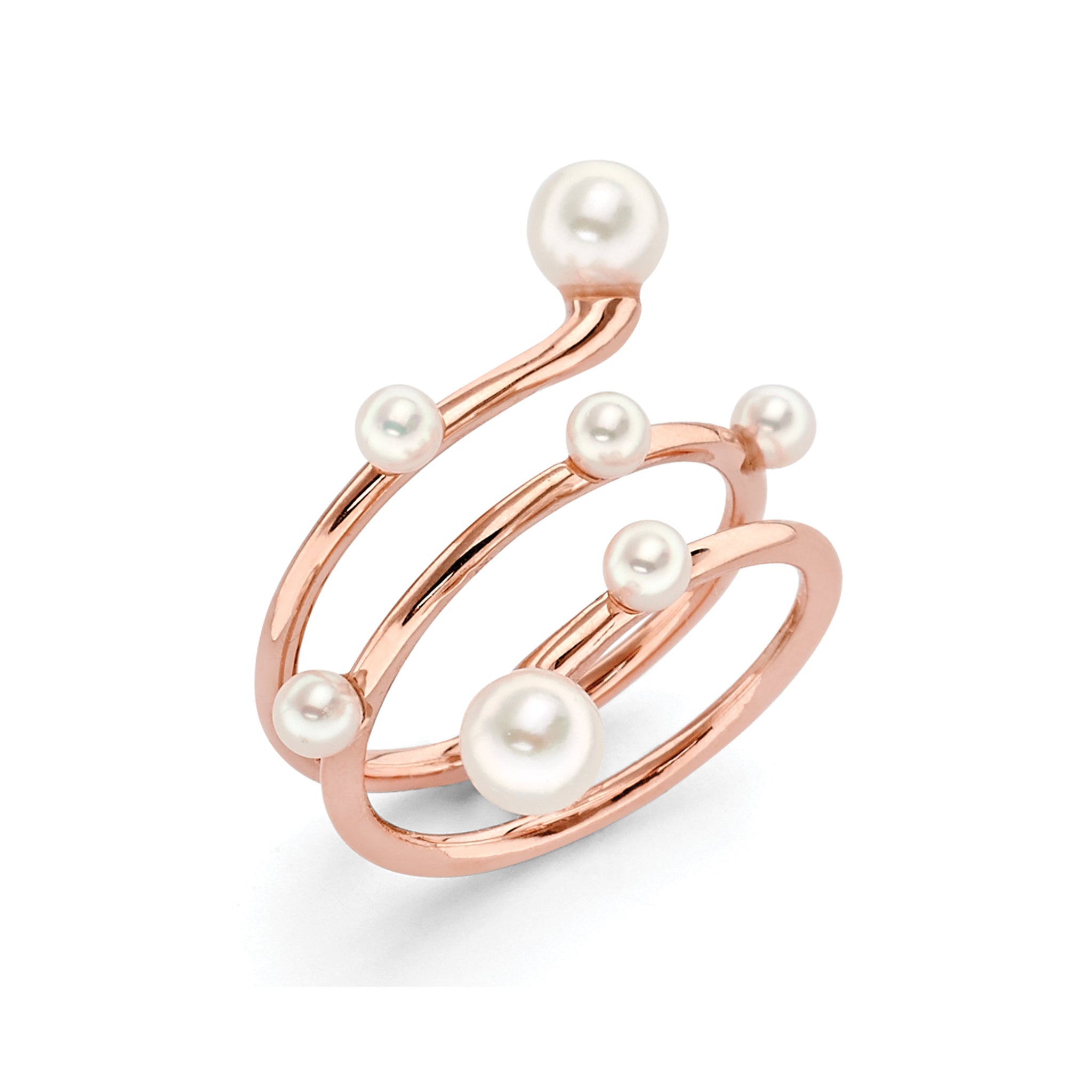 14K Solid Gold Wrap-Around Akoya Pearl Ring