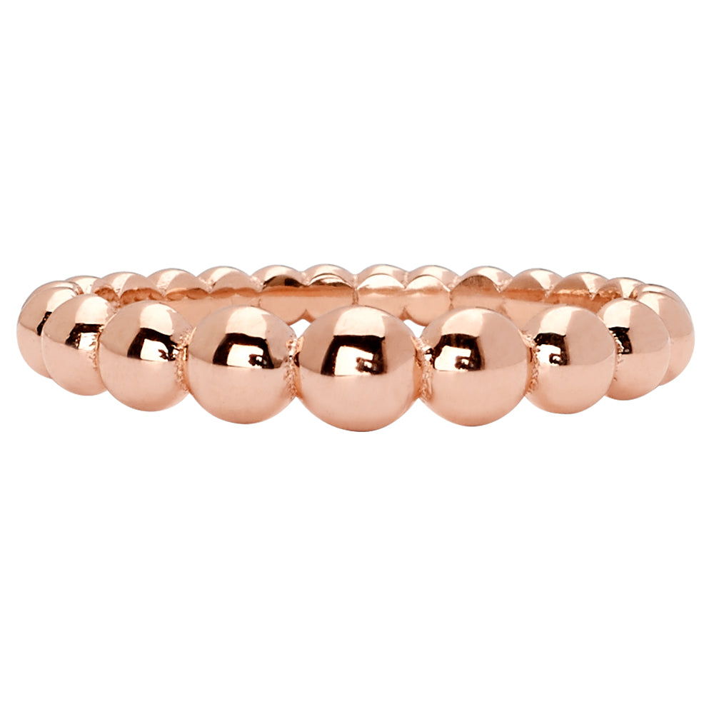 14K Solid Rose Gold Beaded Ring