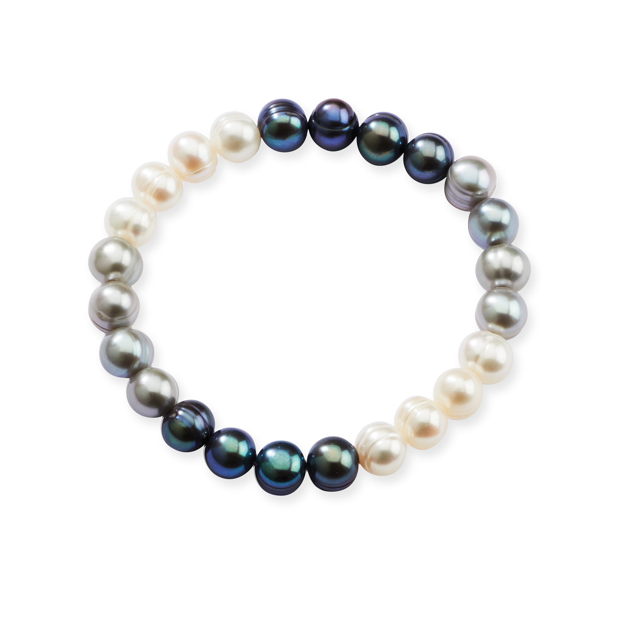 White, Grey, and Black Pearl Bracelets Set