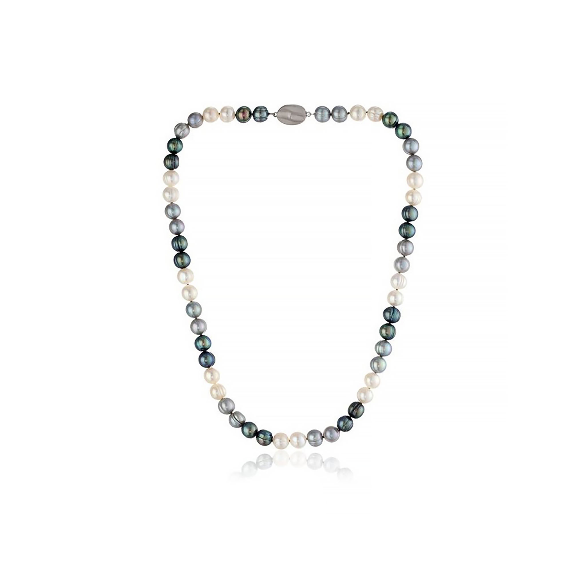 Sterling Silver8-9mm Three-Tone Pearl Necklace