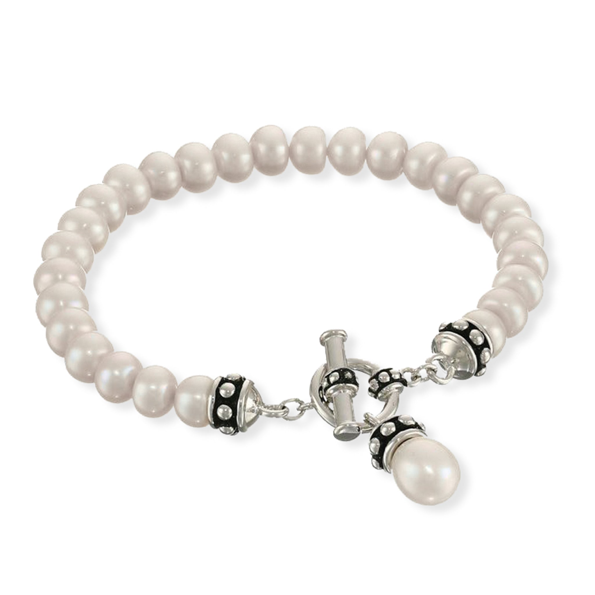 Sterling Silver White Freshwater Pearl Bracelet