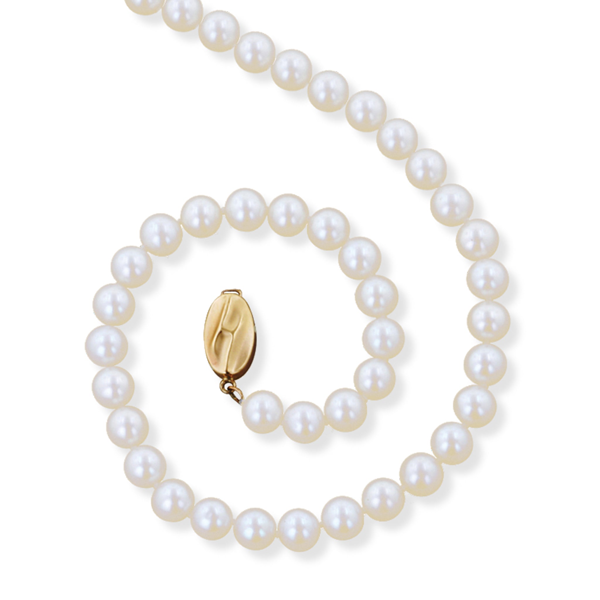 14K Solid Gold White Freshwater Pearl Necklace