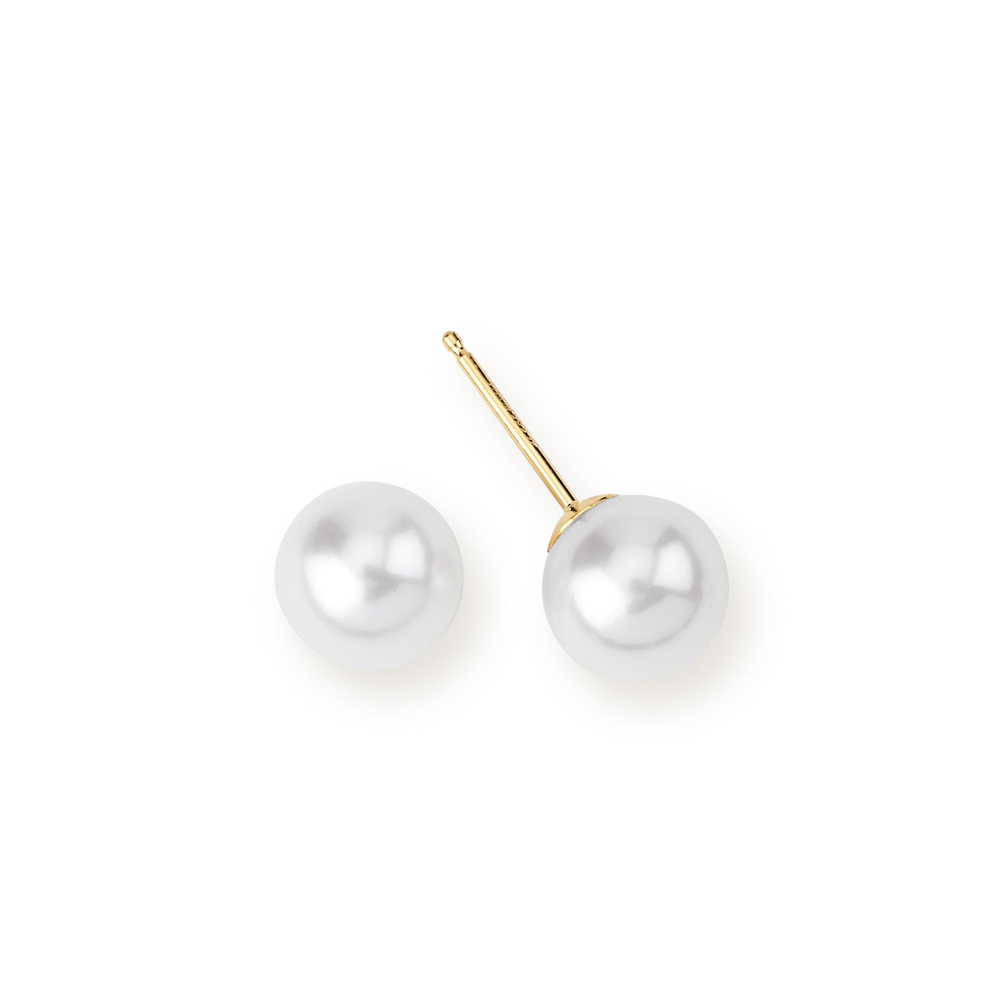 14K Solid Gold 7mm Pearl Stud Earrings