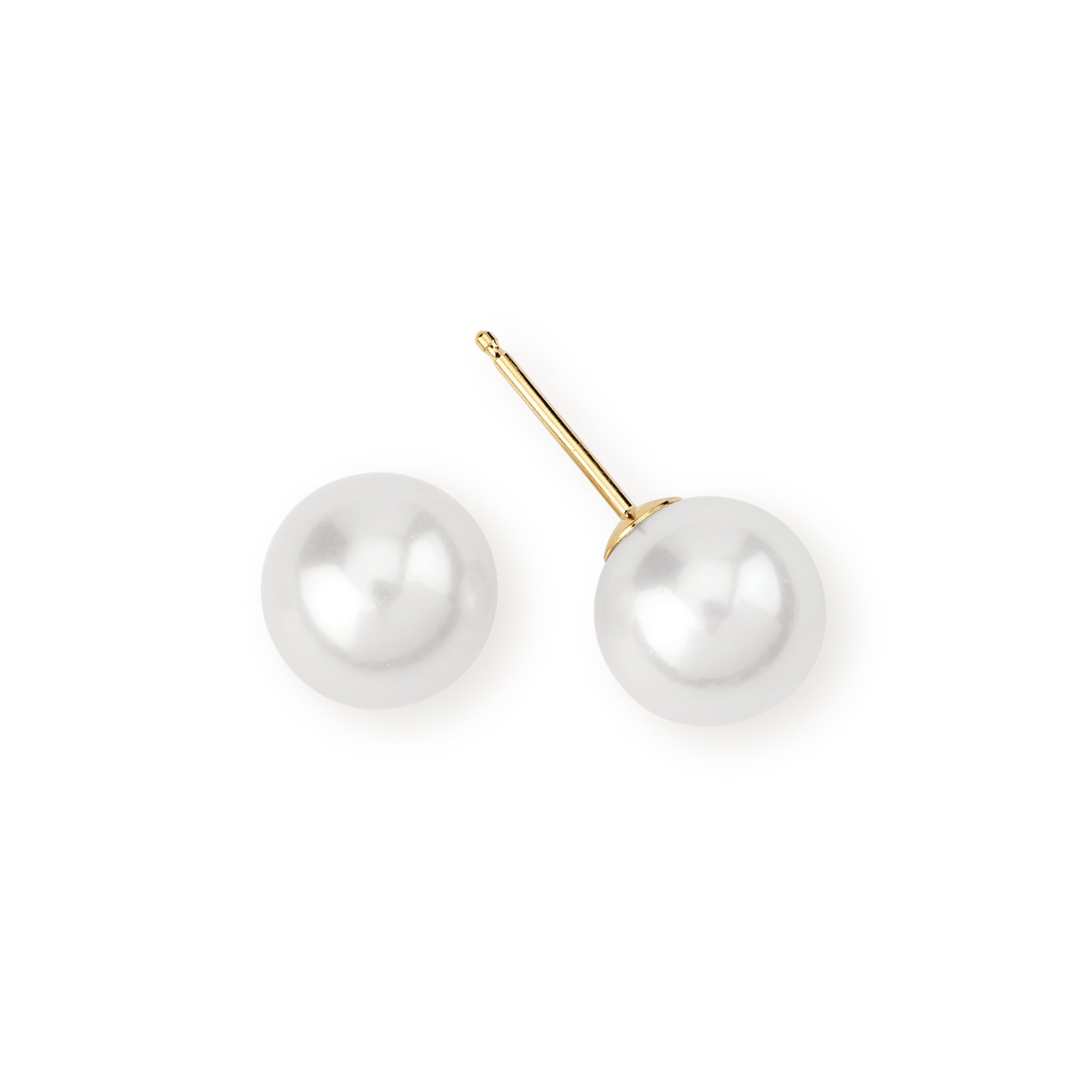 14K Solid Gold 8mm Pearl Stud Earrings