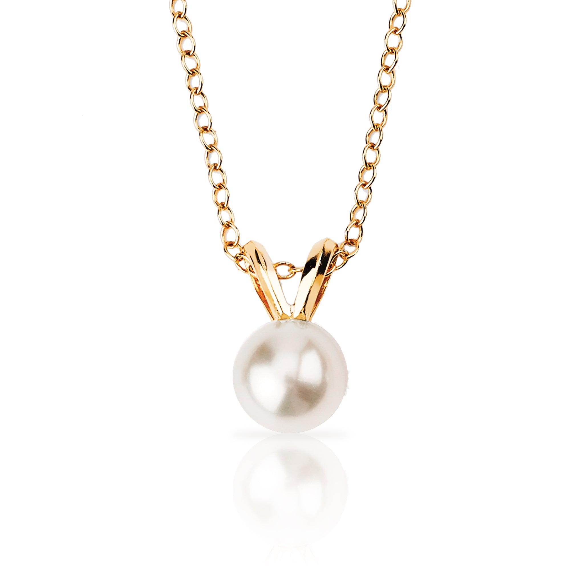 14K Solid Gold White Pearl Necklace