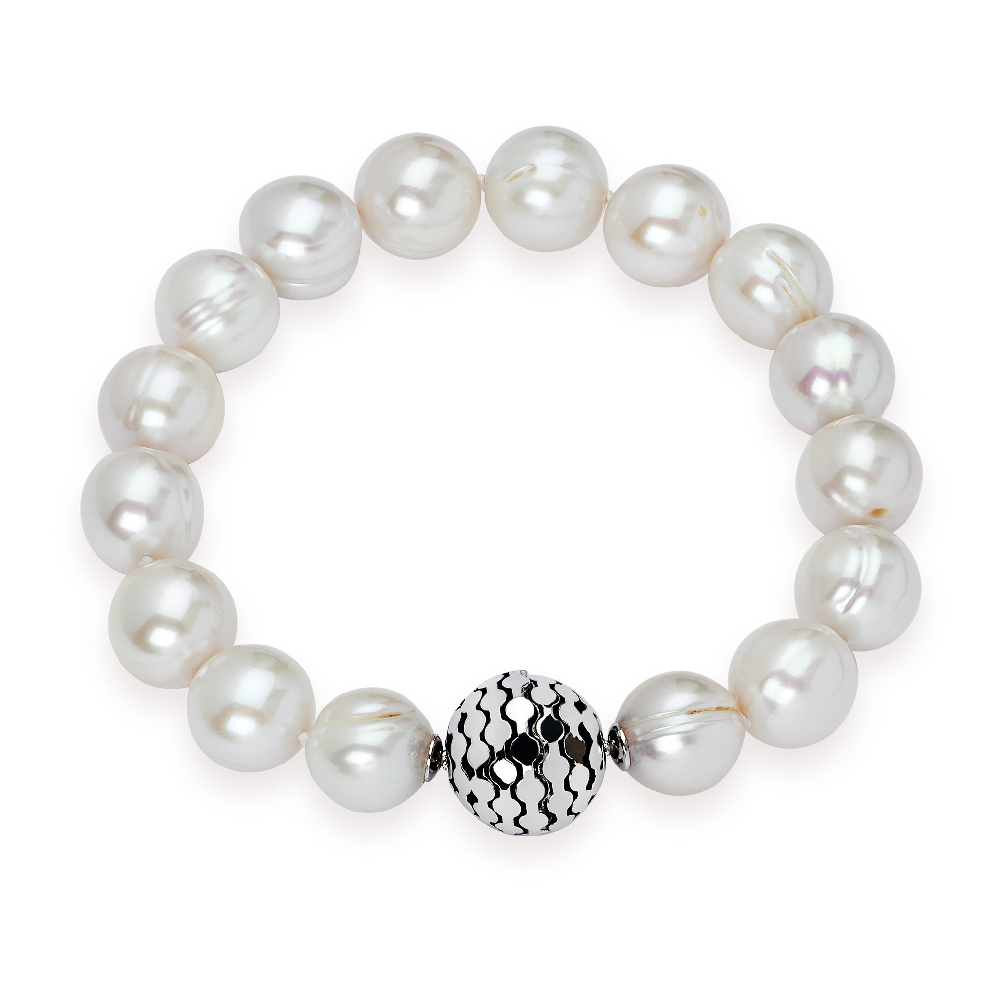 Round Pearl Bracelet with Sterling Silver Globe