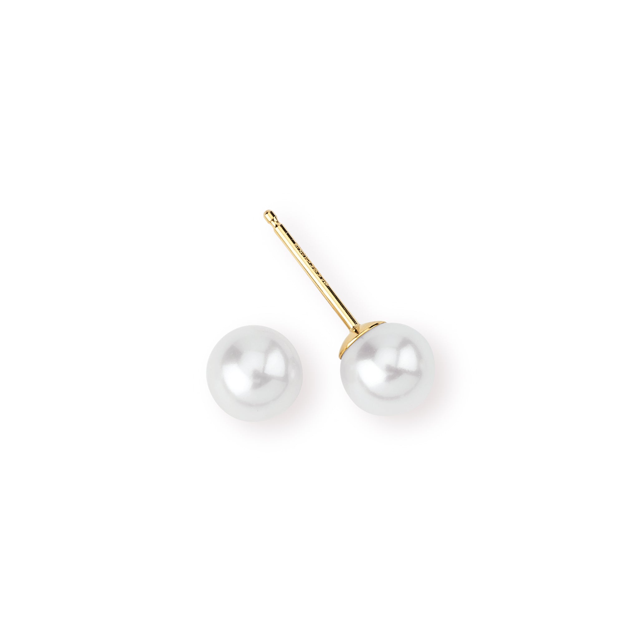 14K Solid Gold 6mm Pearl Stud Earrings