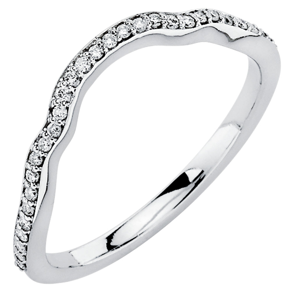 14K Solid White Gold (.16ctw) Diamond Women's Cushion-Matching Wedding Band