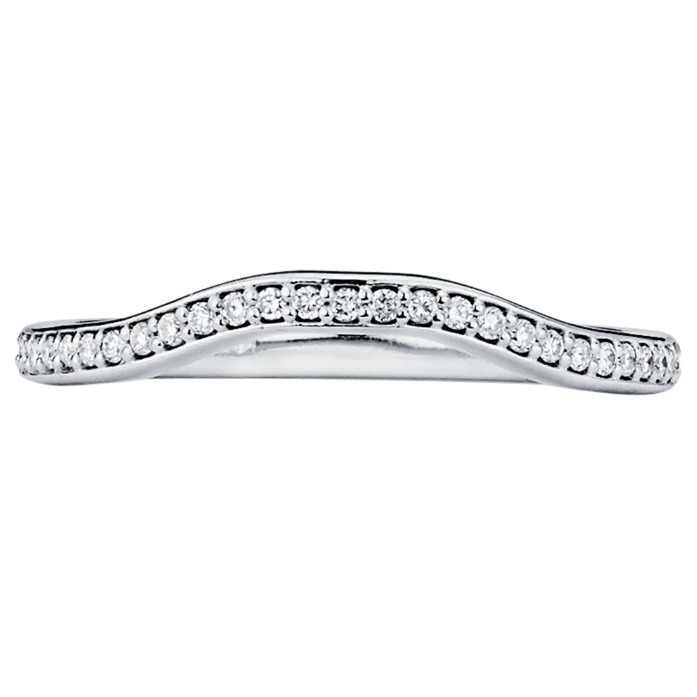 14K Solid White Gold (.12 ctw) Diamond Squared Curve Women's Wedding Band