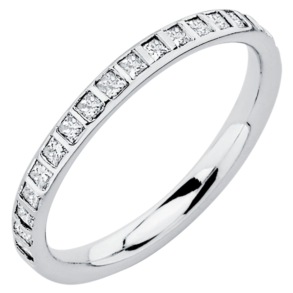 14K Solid White Gold (.29 ctw) Diamond Women's Wedding Band