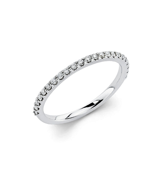 14K Solid White Gold Round (.25ctw) Diamond Wedding Ring