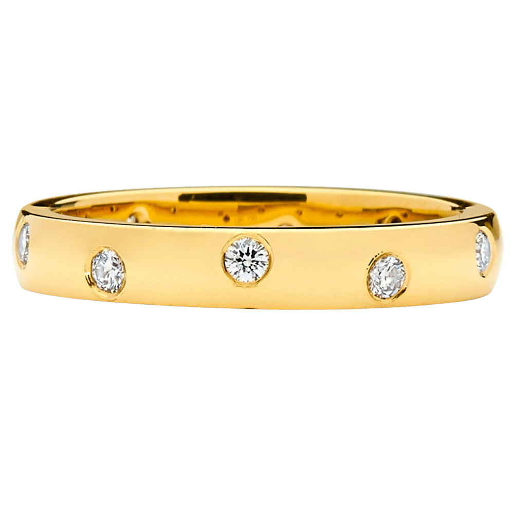 14K Solid Gold Staggered (.15 ctw) Diamond Wedding Ring