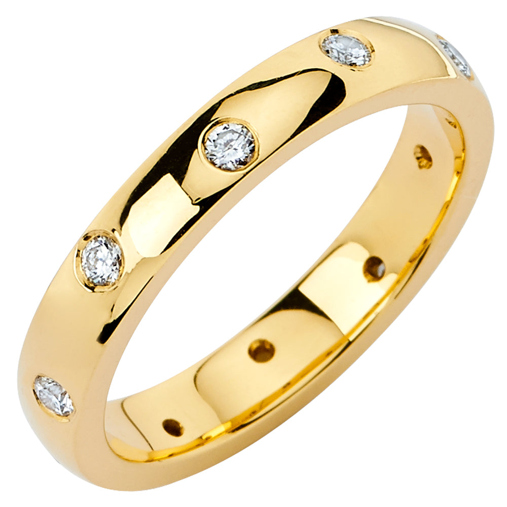 14K Solid Gold Staggered (.15 ctw) Diamond Wedding Ring