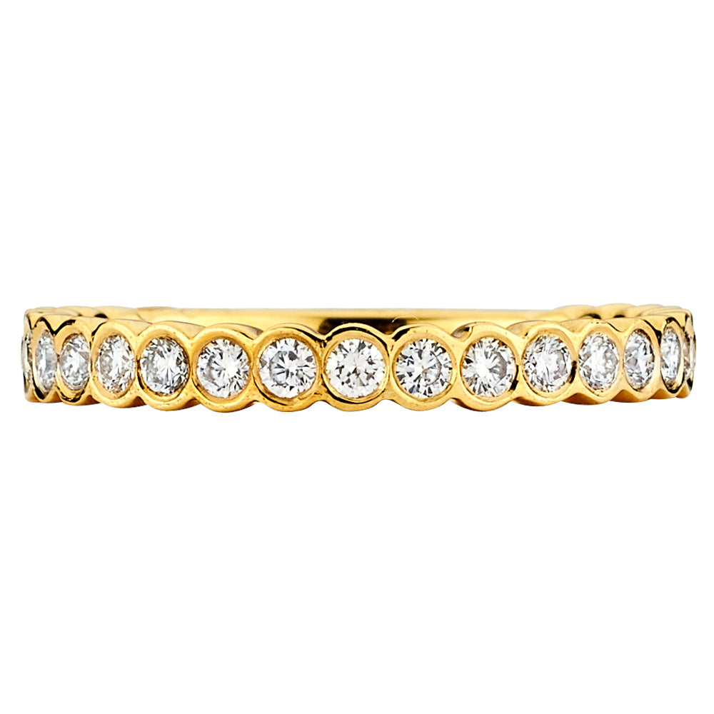 14K Solid Yellow Gold Bezel (.36 ctw) Diamond Wedding Ring