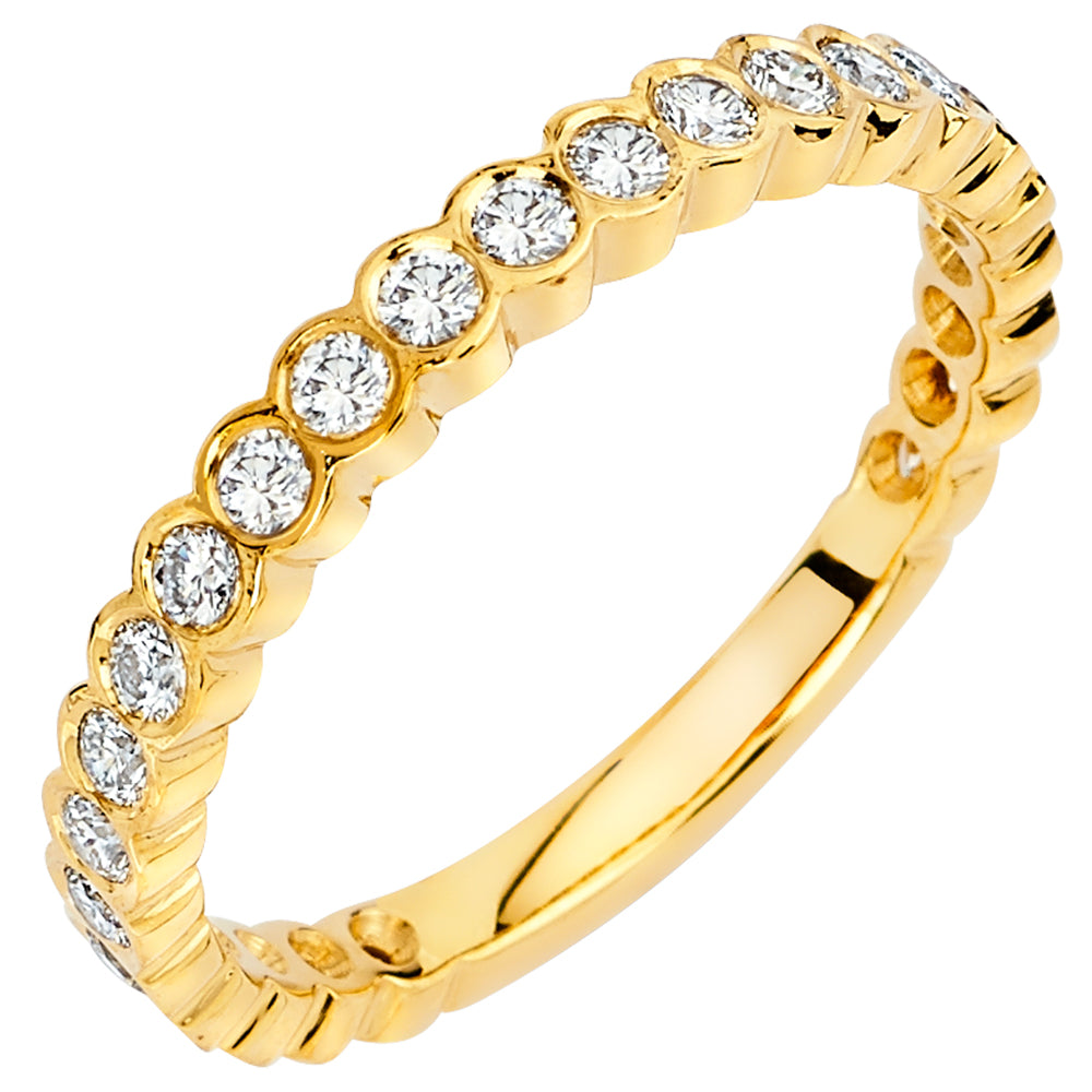 14K Solid Yellow Gold Bezel (.36 ctw) Diamond Wedding Ring