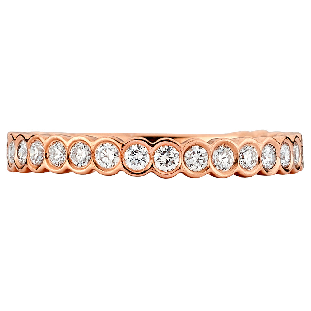 14K Solid Rose Gold Bezel (.36 ctw) Diamond Wedding Ring