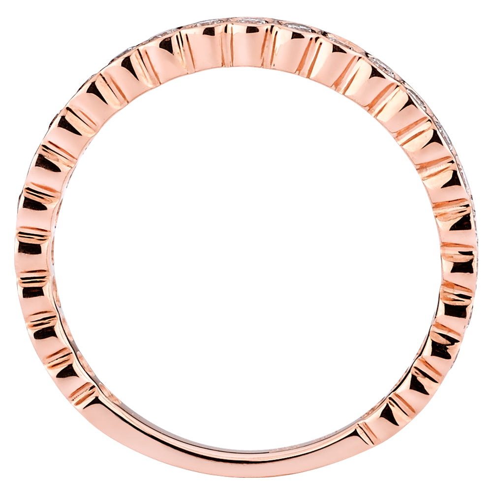 14K Solid Rose Gold Bezel (.36 ctw) Diamond Wedding Ring