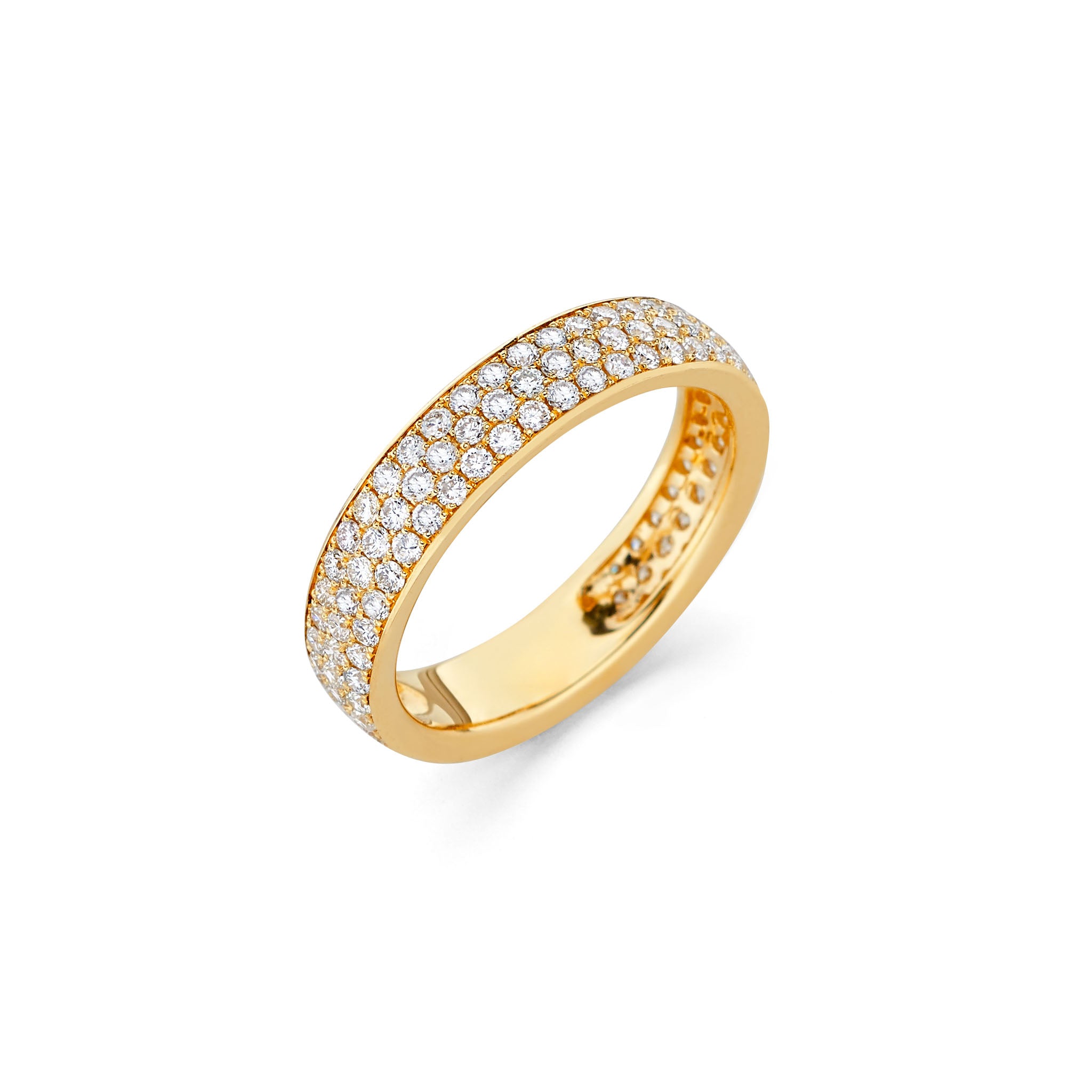 14K Solid Gold (.66ctw) Diamond Three-Layer Pave Ring