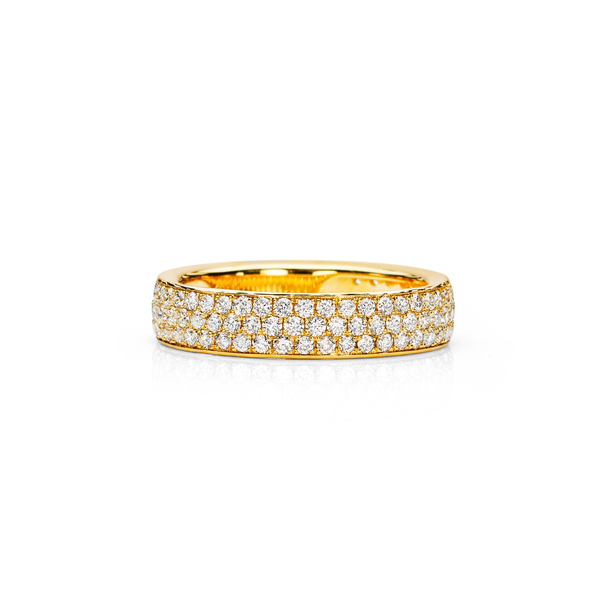 14K Solid Gold (.66ctw) Diamond Three-Layer Pave Ring