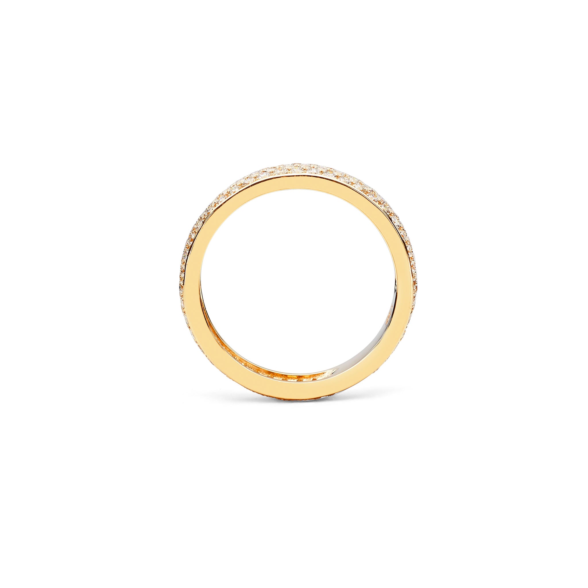 14K Solid Gold (.66ctw) Diamond Three-Layer Pave Ring