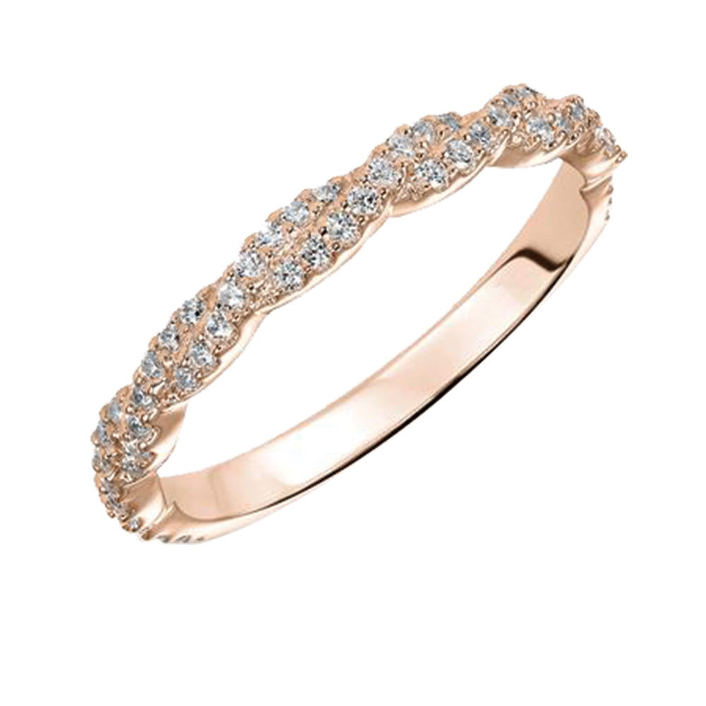 14K Solid Rose Gold Twisting (.29ctw) Diamond Wedding Ring