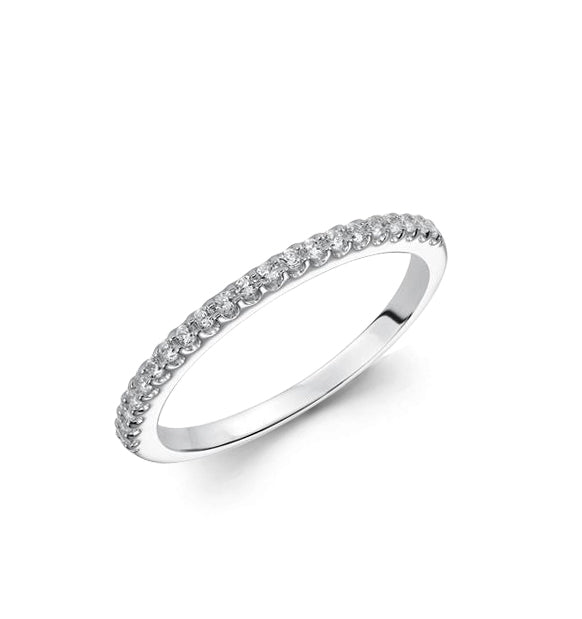 14K Solid White Gold Shared Prong (.21ctw) Diamond Wedding Ring