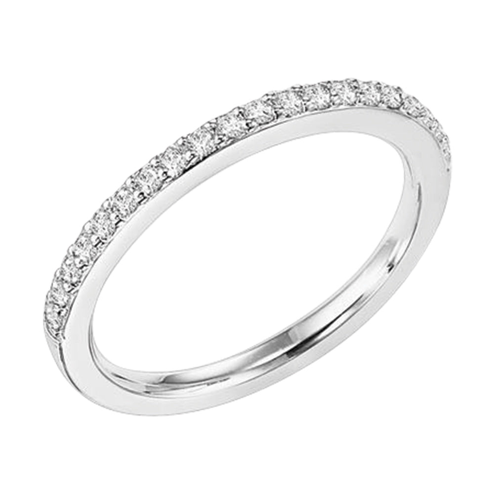 14K Solid White Gold Round Channel (.26ctw) Diamond Wedding Ring