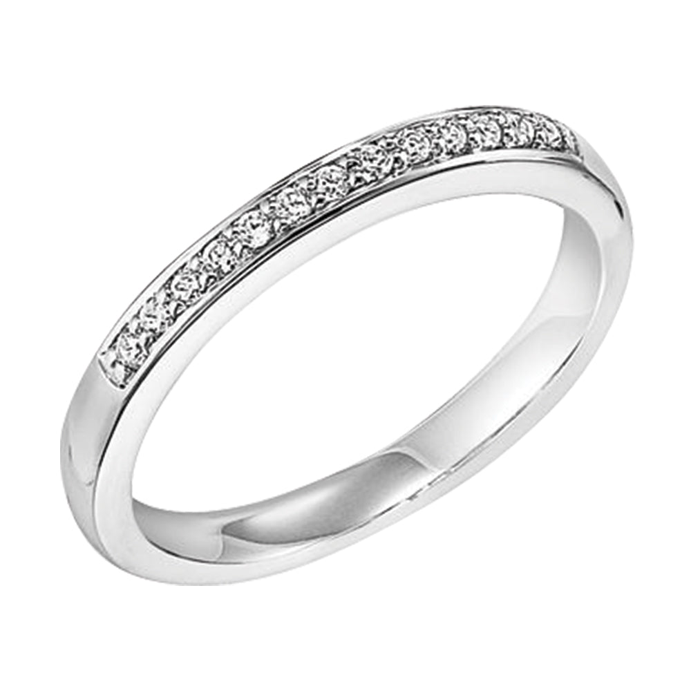 14K Solid White Gold Channel (.21ctw) Diamond Wedding Ring