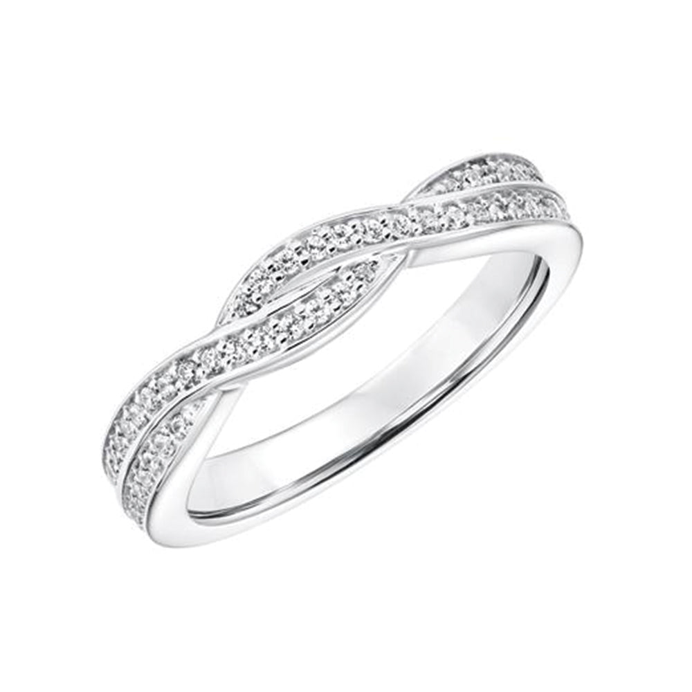 14K Solid White Gold Twisting (.44ctw) Diamond Wedding Ring