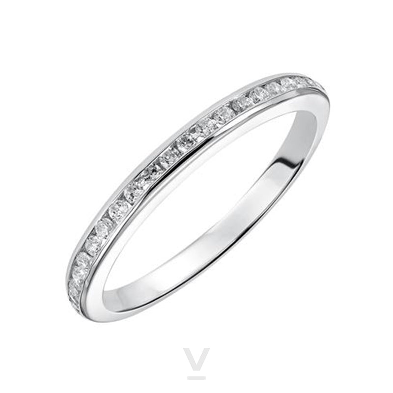 14K Solid White Gold Channel (.11ctw) Diamond Wedding Ring