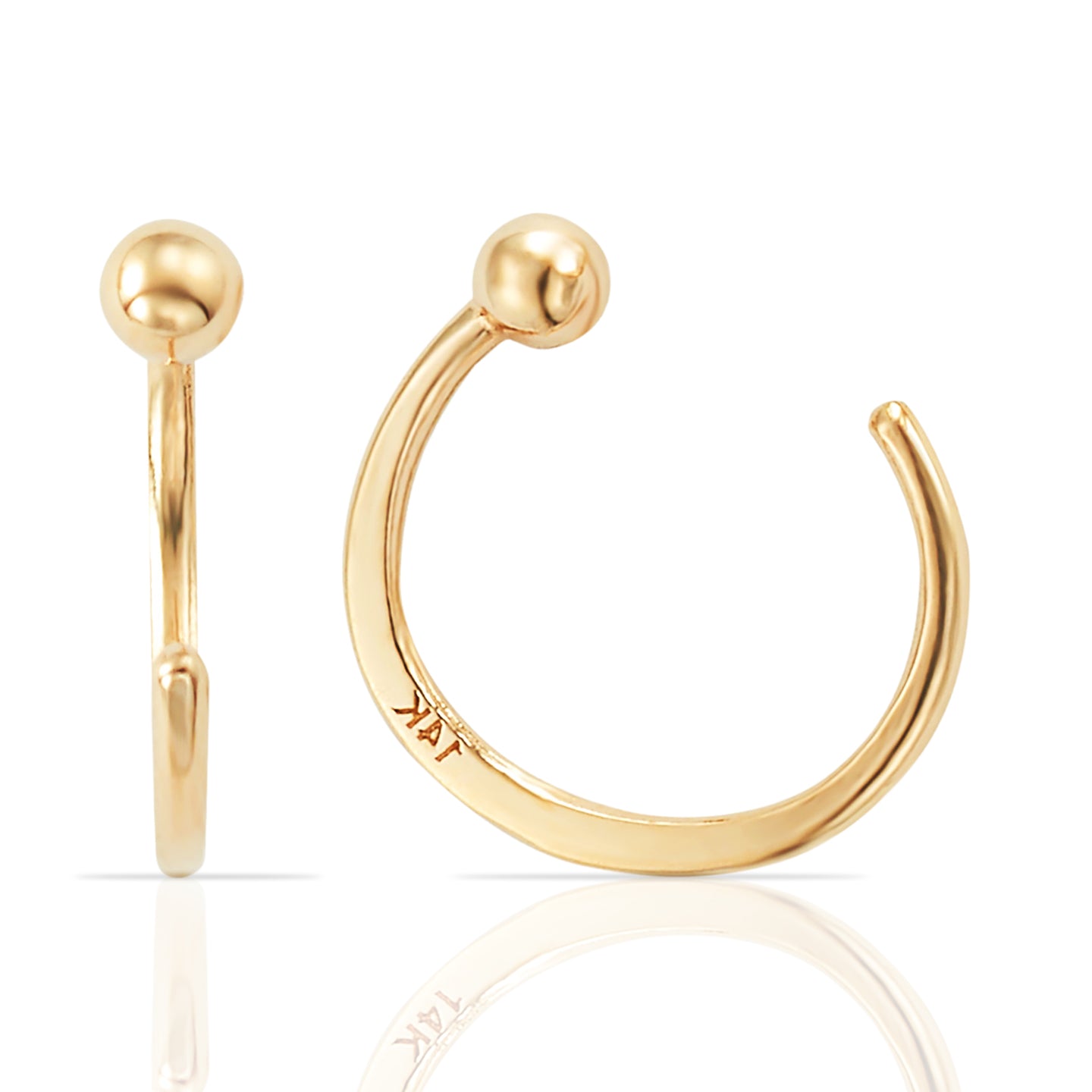 14K Solid Gold Mini Circle Slip-on Huggie Earring